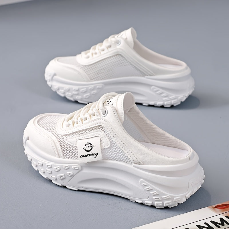 Aermove | Ademende Mesh Half Slip-On Sneakers voor dames - Lichtgewicht, Mid-Heel