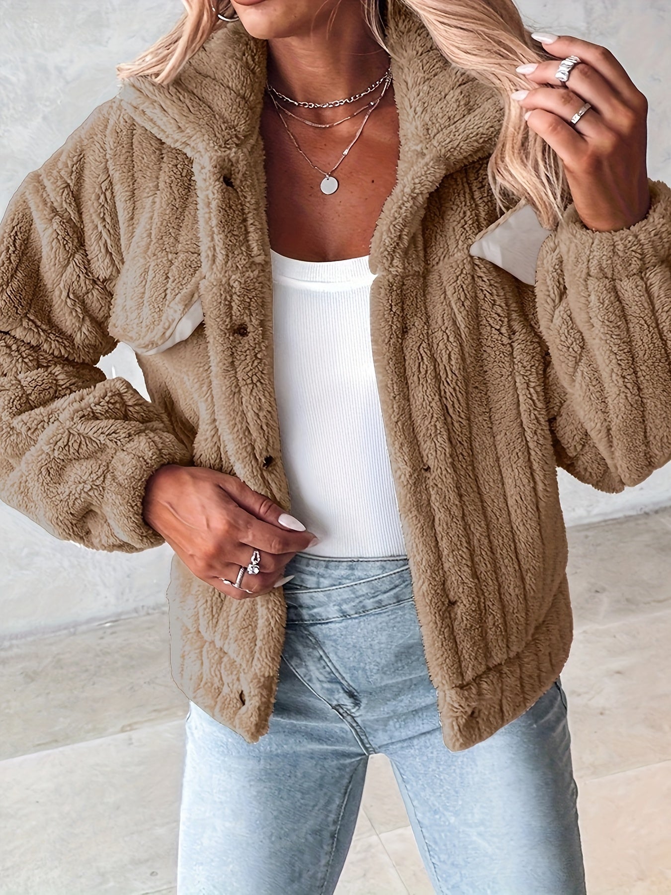 Eirunn | Plush casual jas voor dames – zachte winterjas, comfortabele herfst-/winterjas