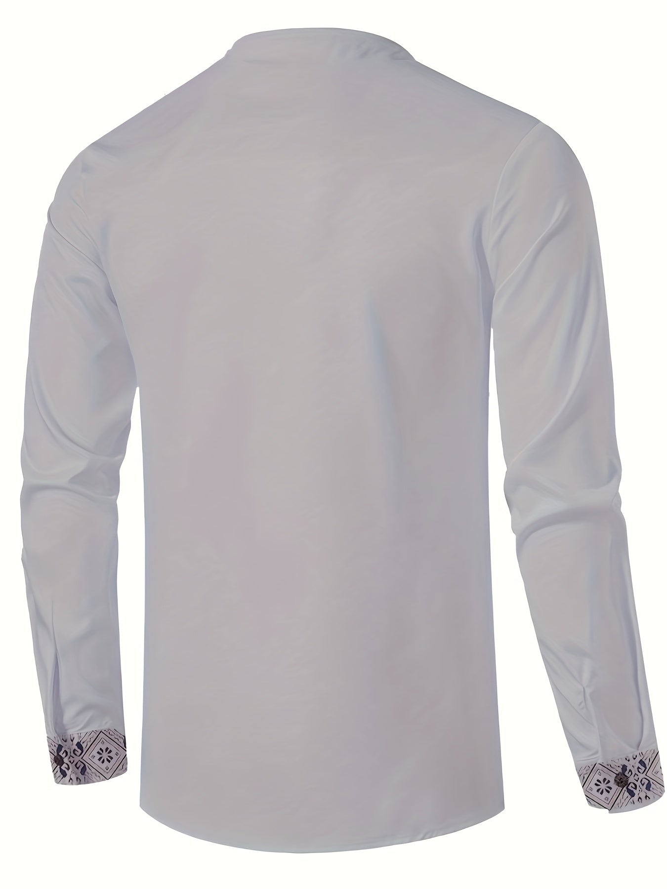 Valdemar | Heren Henley Overhemd met lange mouwen - Geometrisch patroon, Staande kraag