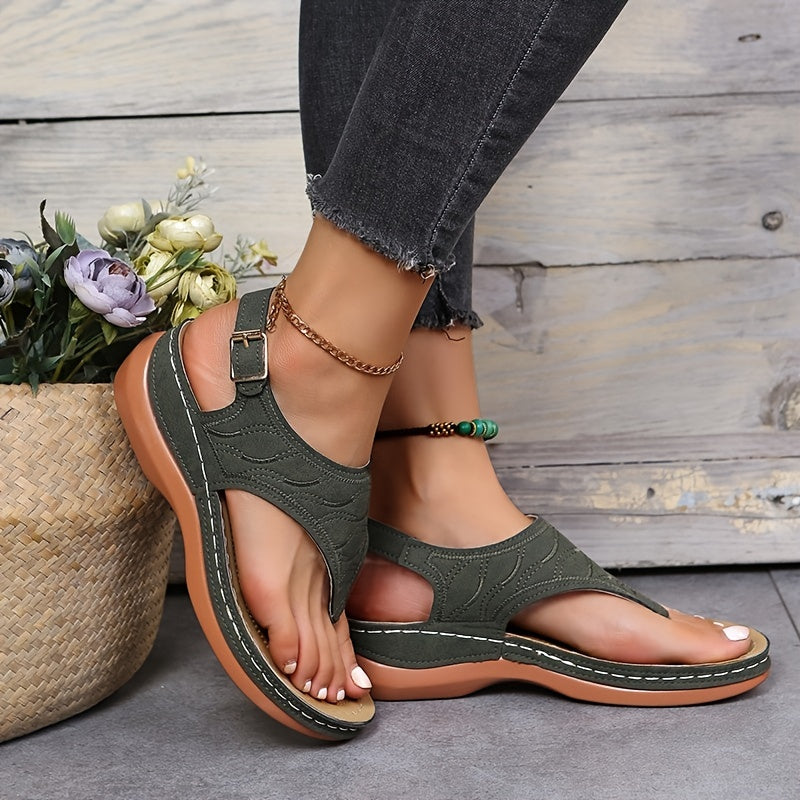 Alpara | Damessandalen met sleehak en enkelbandje - Open teen, Slingback