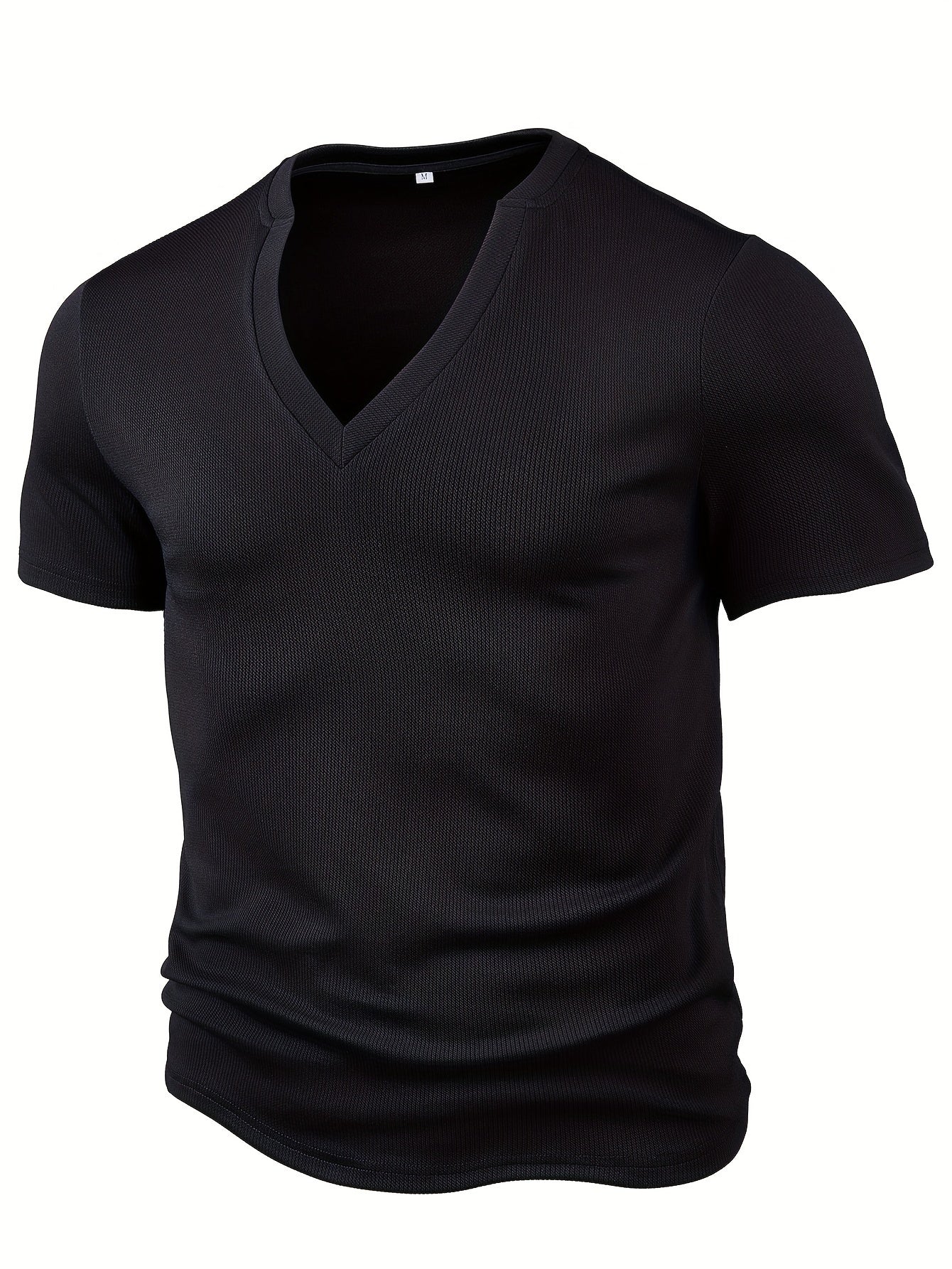 Arnhold | Heren-T-shirt met getextureerd diepe V-hals - Korte mouwen, slanke pasvorm, vrijetijdskleding