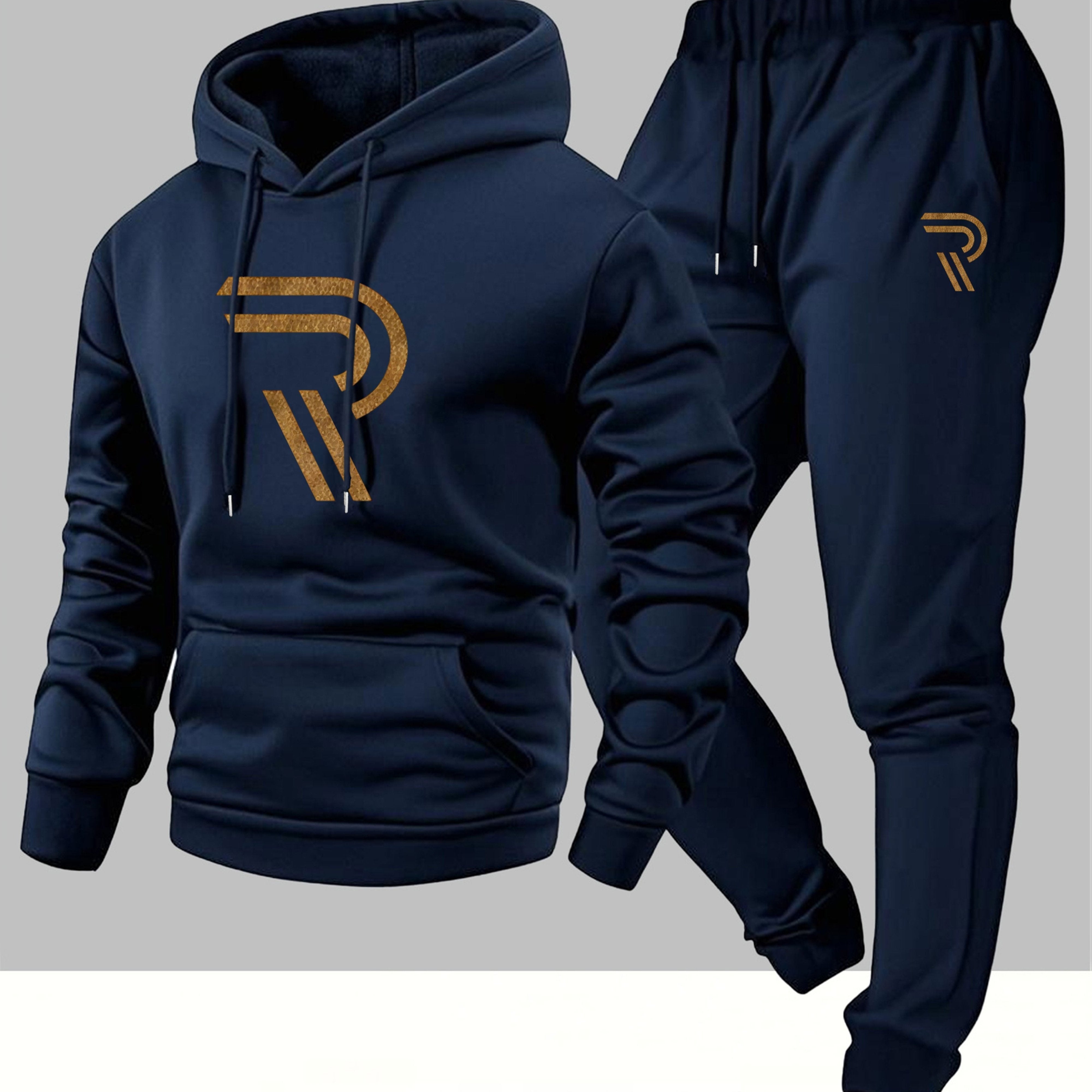 Knudsen | Sportieve hoodie en joggingbroek voor heren – “R”-logo, casual trainingspak, herfst/winter