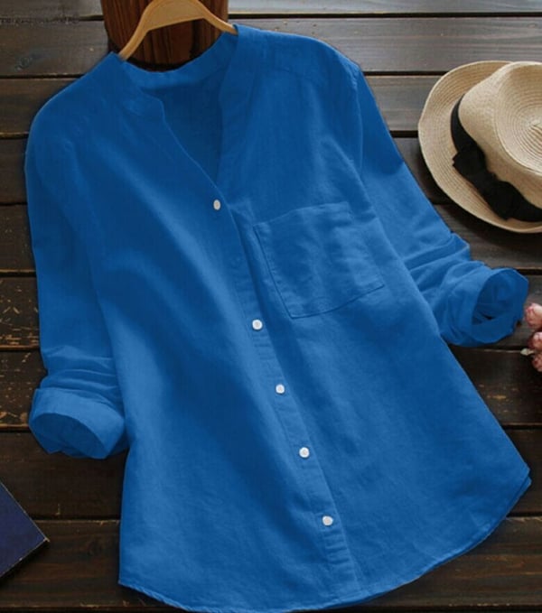 Kova | Dameshemd van katoenlinnen - Los model, 3/4 mouwen met knoopsluiting Casual Blouse