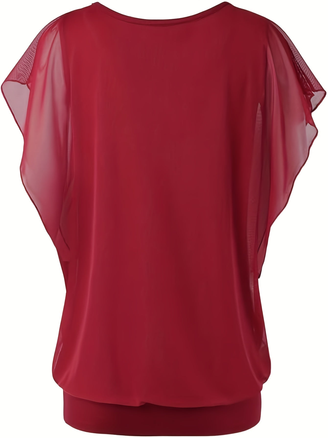 Empriss | Casual blouse van mesh voor dames - Korte mouwen, geplooide voorkant