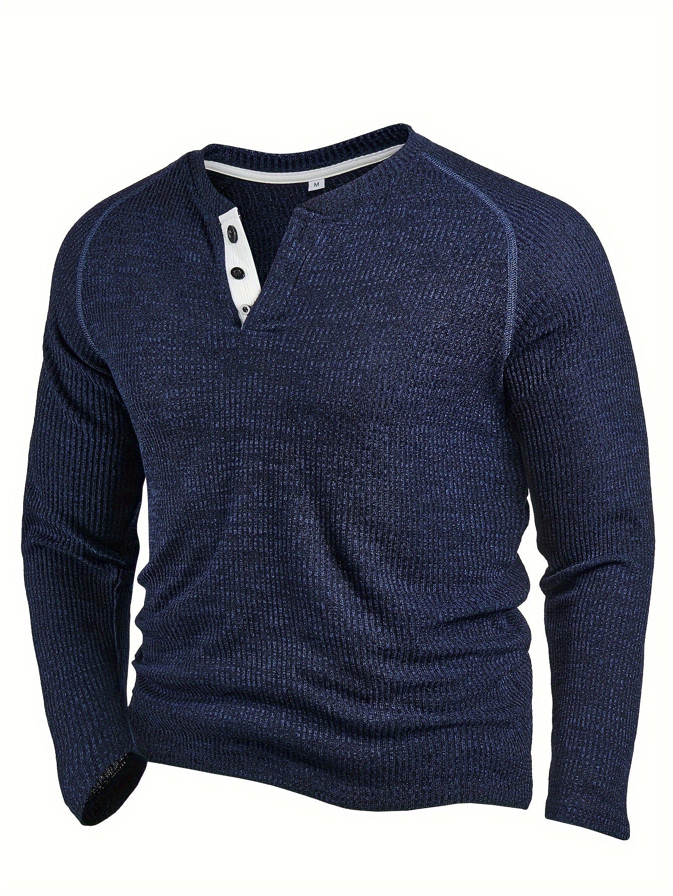 Mauritz | Casual gebreid Henley-shirt voor heren – lange mouwen, raglanmodel, knoopsluiting voor de herfst