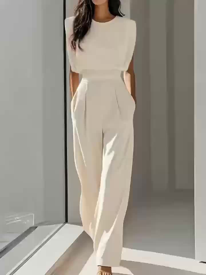 Yoselin | Mouwloze Jumpsuit met wijde pijpen voor dames - Elegant eendelig broekpak