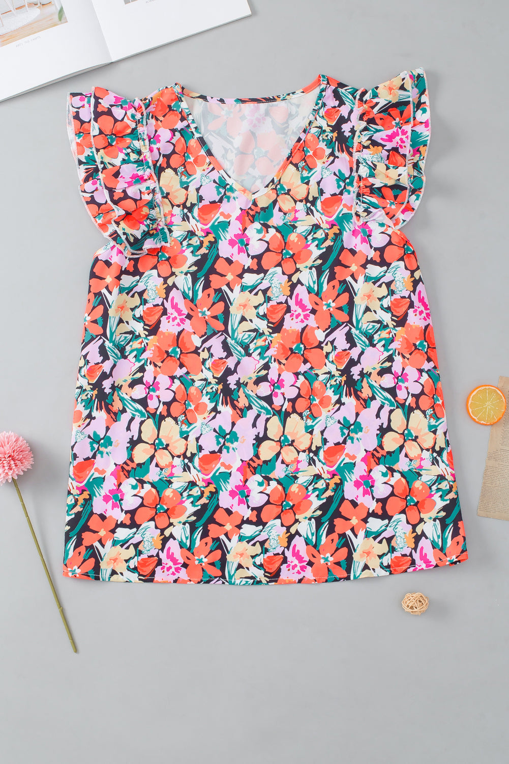 Marzena | Multicolour bloemenblouse met gerimpelde mouwen - Stijlvolle damestop