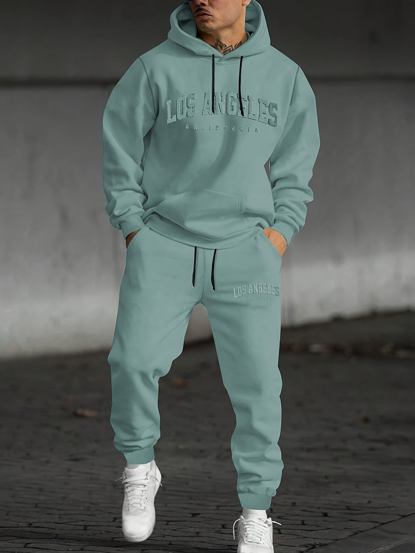 Kajetan | Heren hoodie met print & joggingbroek set – Sportief sweatshirt, casual, losse pasvorm