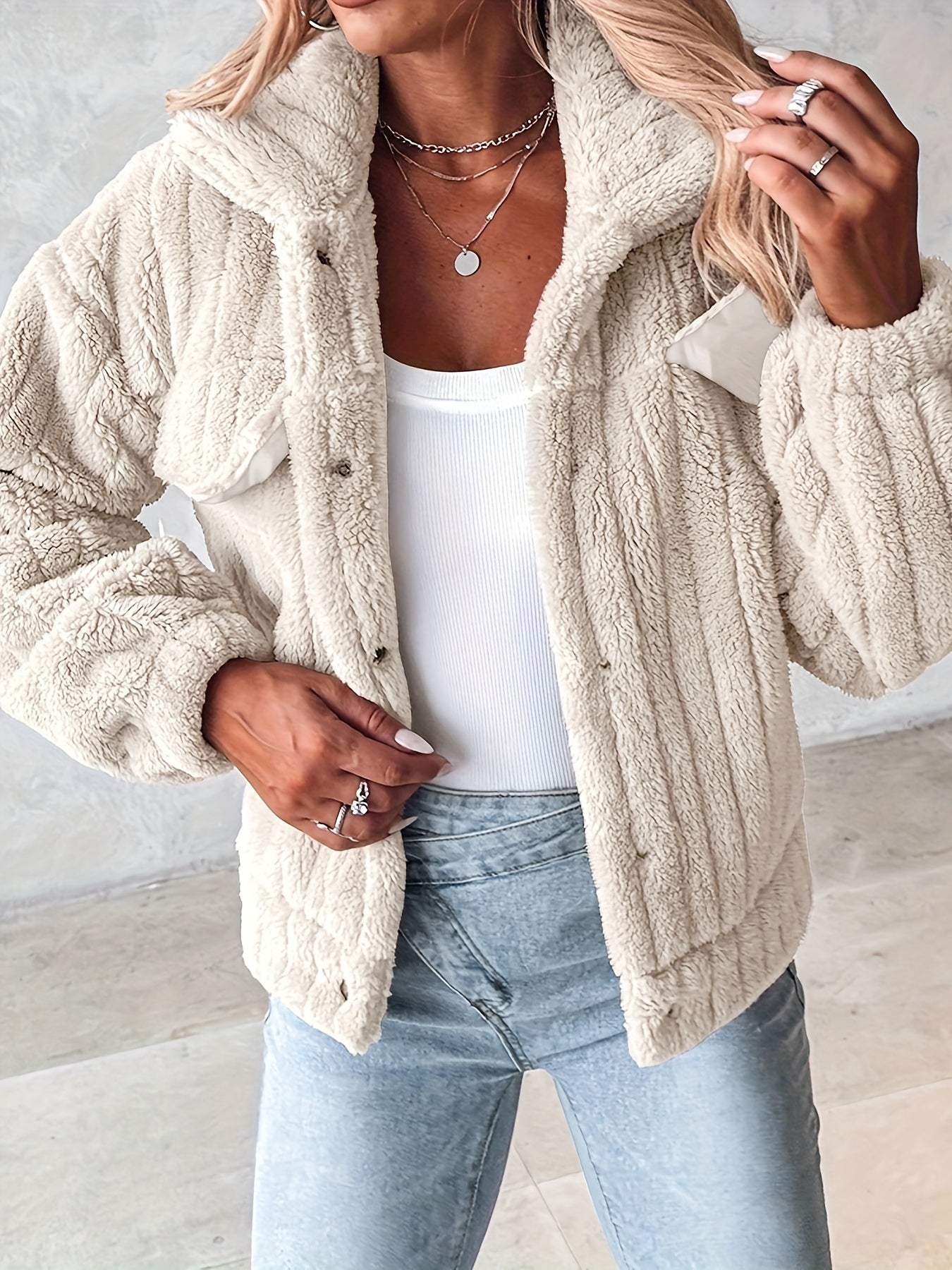 Eirunn | Plush casual jas voor dames – zachte winterjas, comfortabele herfst-/winterjas
