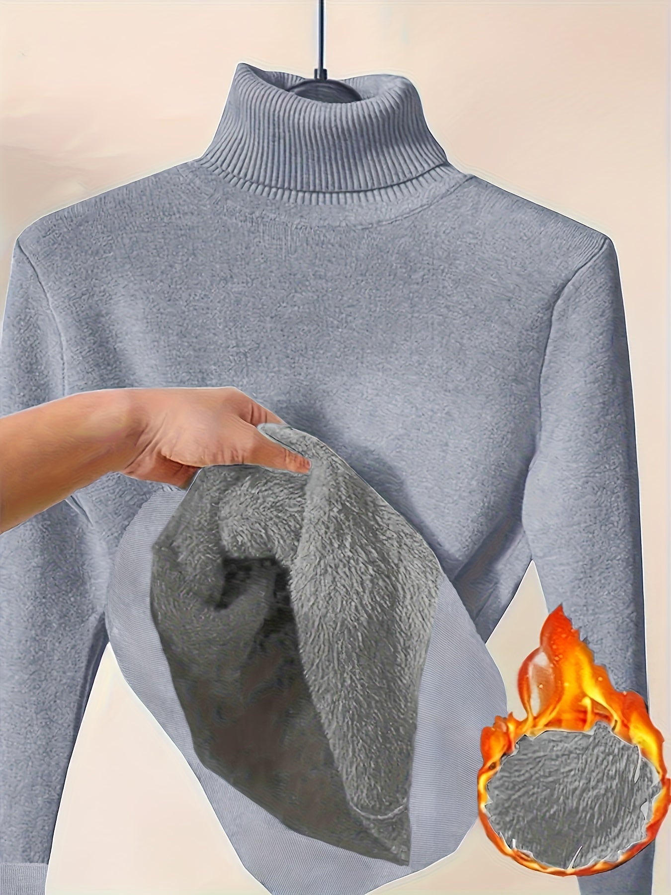 Dilon | Klassieke herentrui met hoge kraag – zachte, stretch fleece gevoerde wintertrui