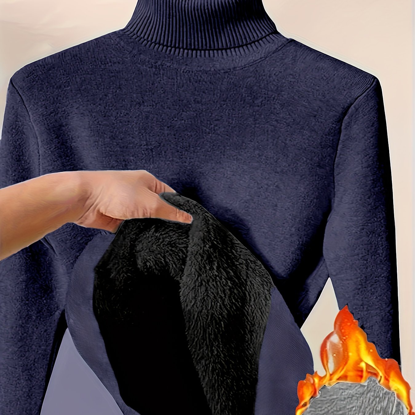 Dilon | Klassieke herentrui met hoge kraag – zachte, stretch fleece gevoerde wintertrui