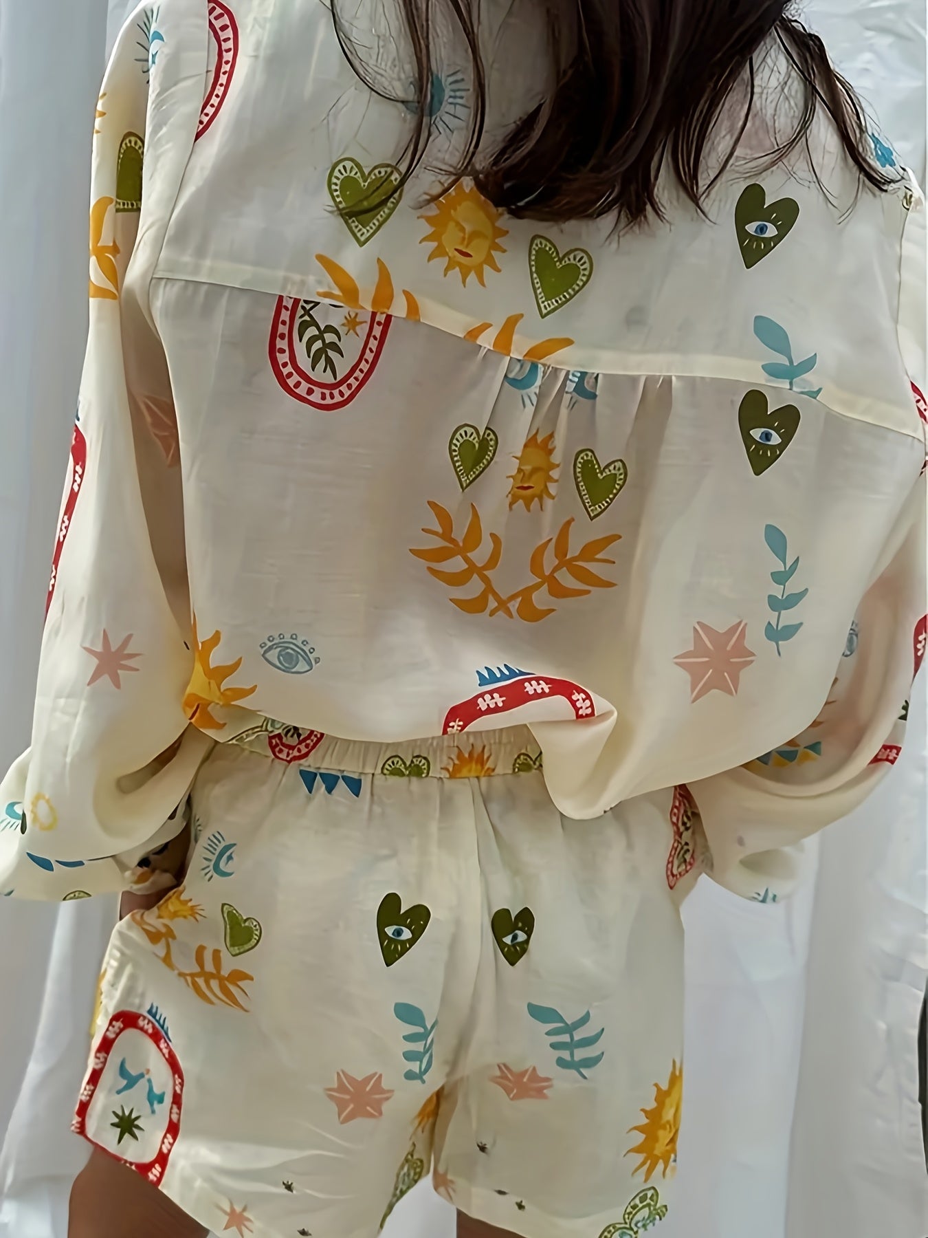 Vireth | 2-Delig Minimalistisch Shirt & Shorts Set - Lange Mouw Top + Shorts