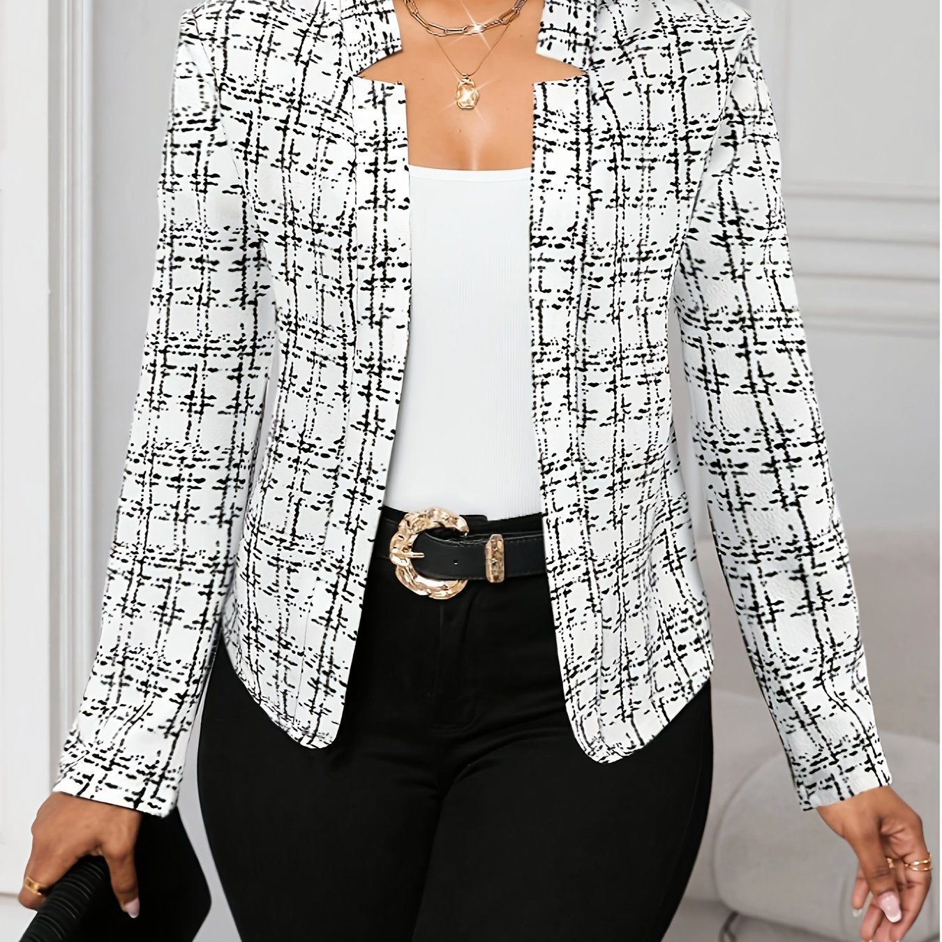 Elsinore | Lichtgewicht geruite damesjas – pied-de-poule-patroon, casual stijlvolle bovenkleding