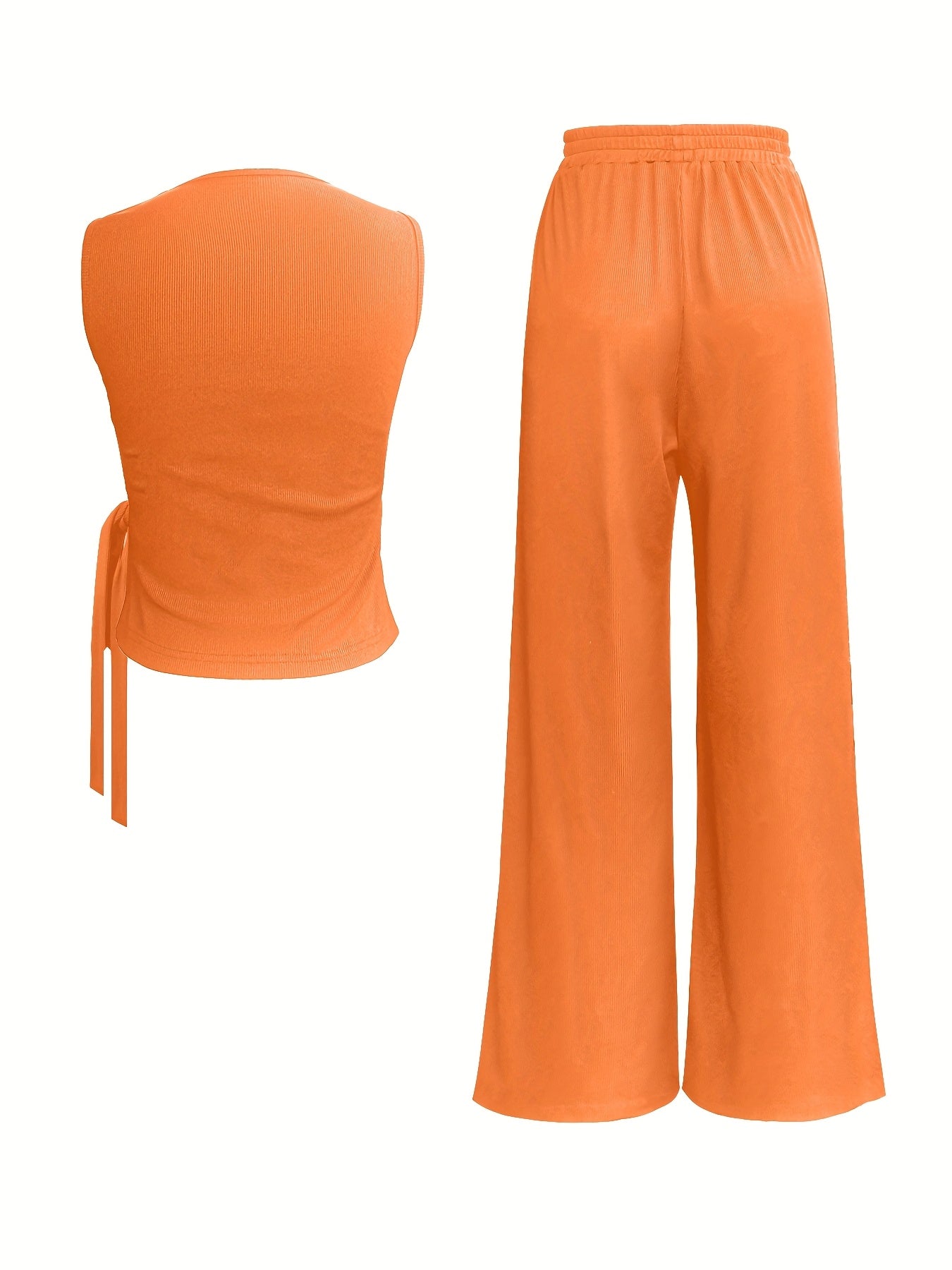Blyra | 2-Delige geribde mouwloze top en wijde broek voor dames - zomerse lounge outfit