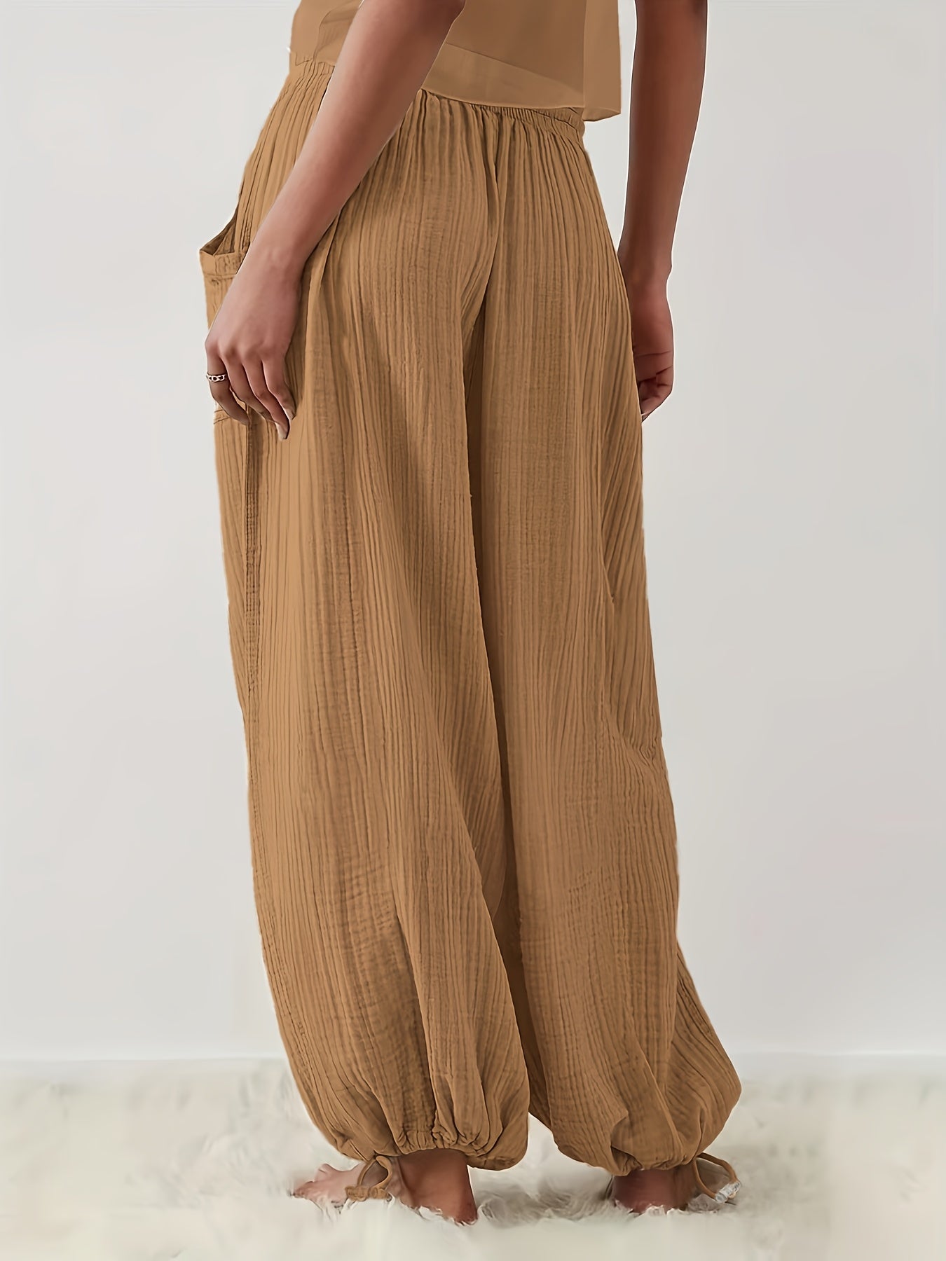 Sabrinka | Casual broek met wijde pijpen voor dames - taille met koord, losse pasvorm