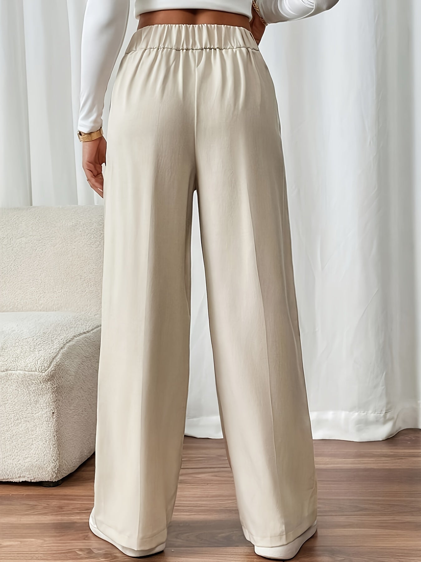 Dimity | Damesbroek met hoge taille en wijde pijpen met knoopsluiting