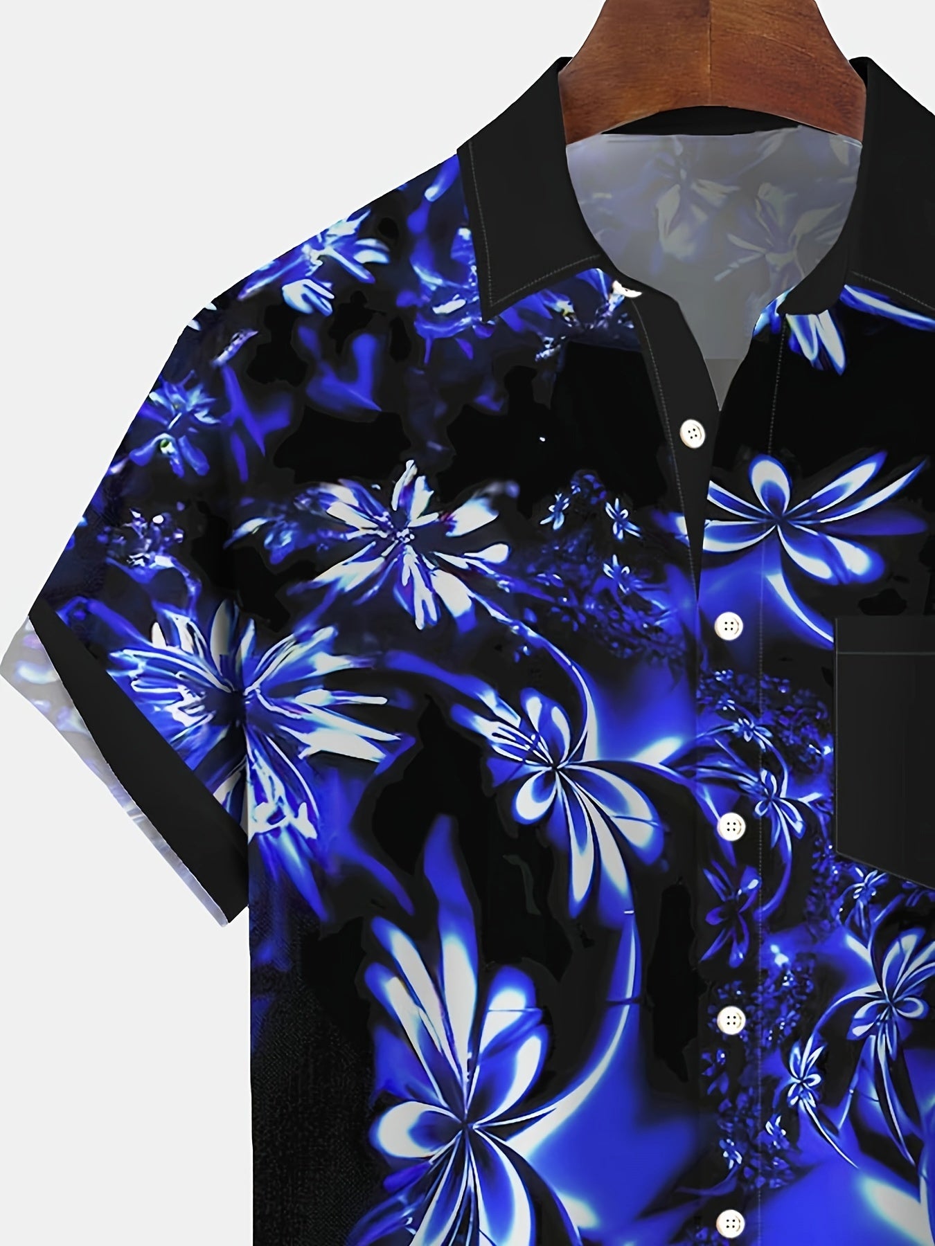 Benji | Korte mouwen herenhemd met hawaii-verloop in 3D-bloemenprint