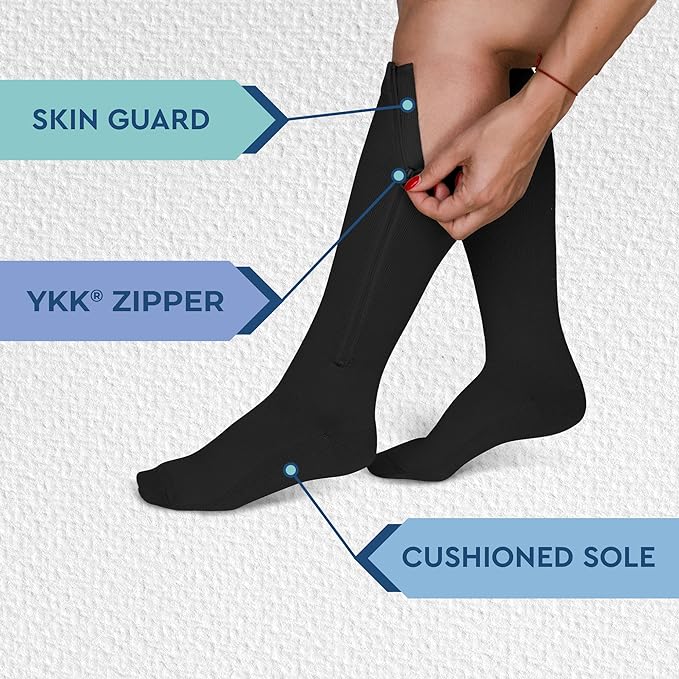 SootheSox | Easy-zip compressiekousen – De hele dag comfort, bloedsomloop en ondersteuning