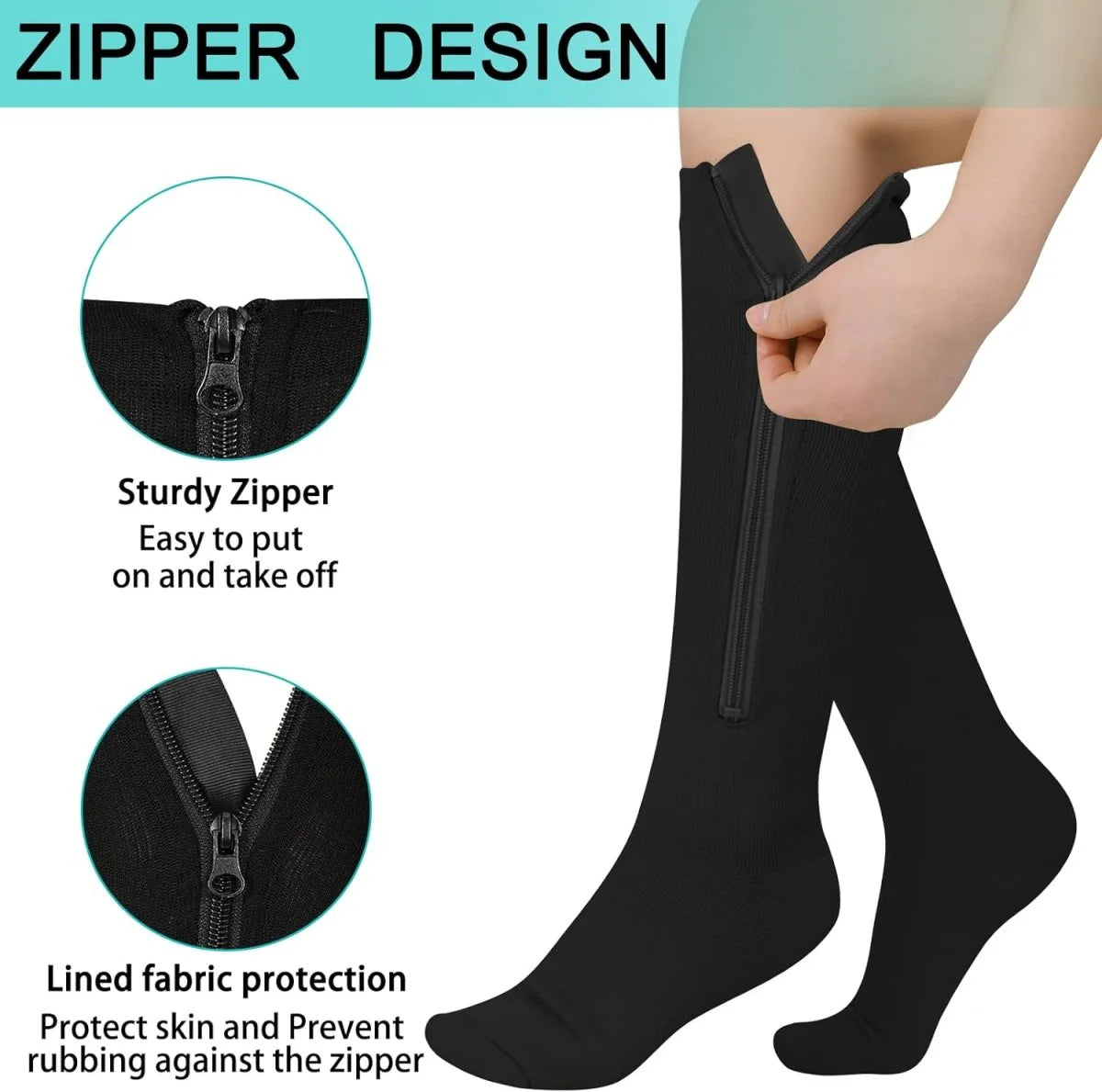 SootheSox | Easy-zip compressiekousen – De hele dag comfort, bloedsomloop en ondersteuning