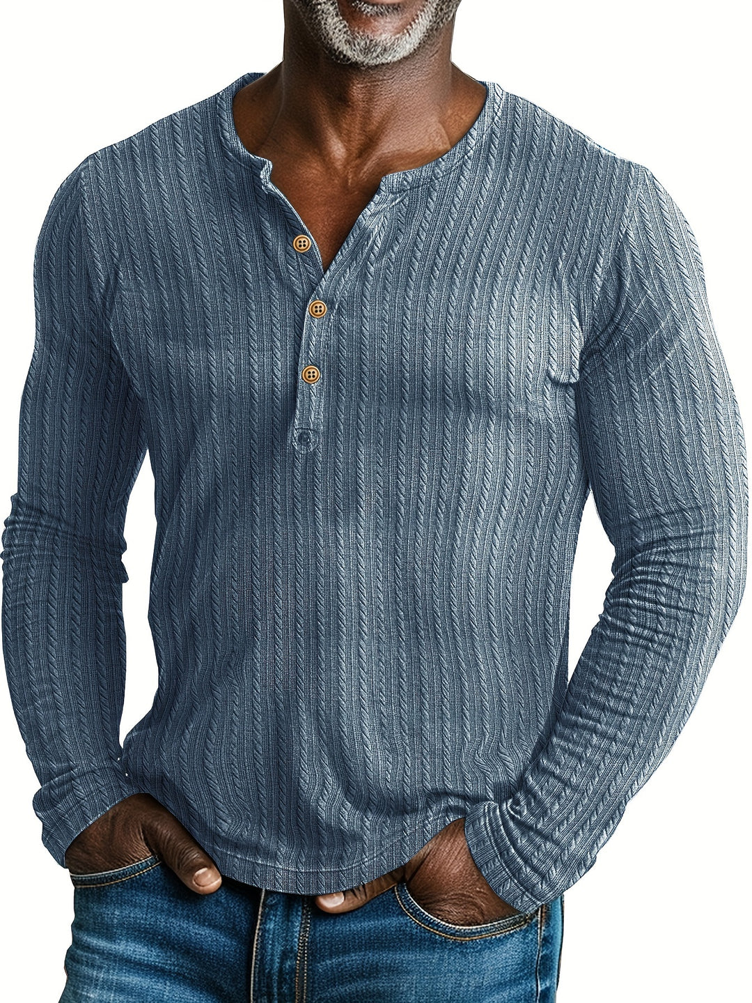 Erykson | Gebreide Henley Overhemd voor heren - Lange Mouw, Halve Knoop, Casual Slim Fit Pullover Top