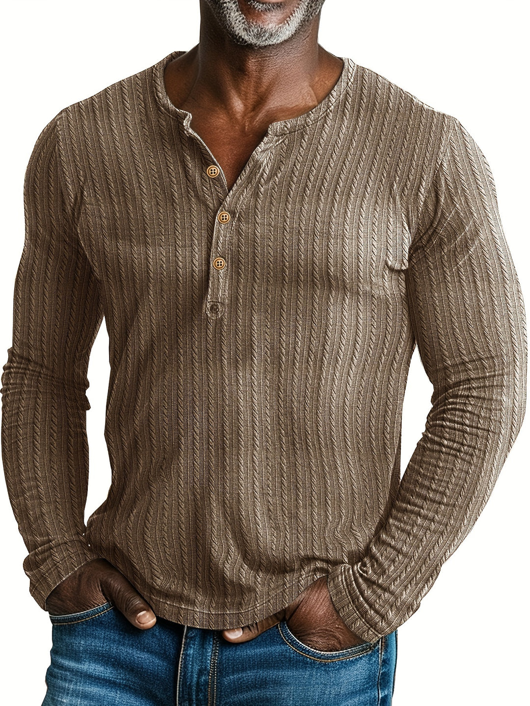 Erykson | Gebreide Henley Overhemd voor heren - Lange Mouw, Halve Knoop, Casual Slim Fit Pullover Top