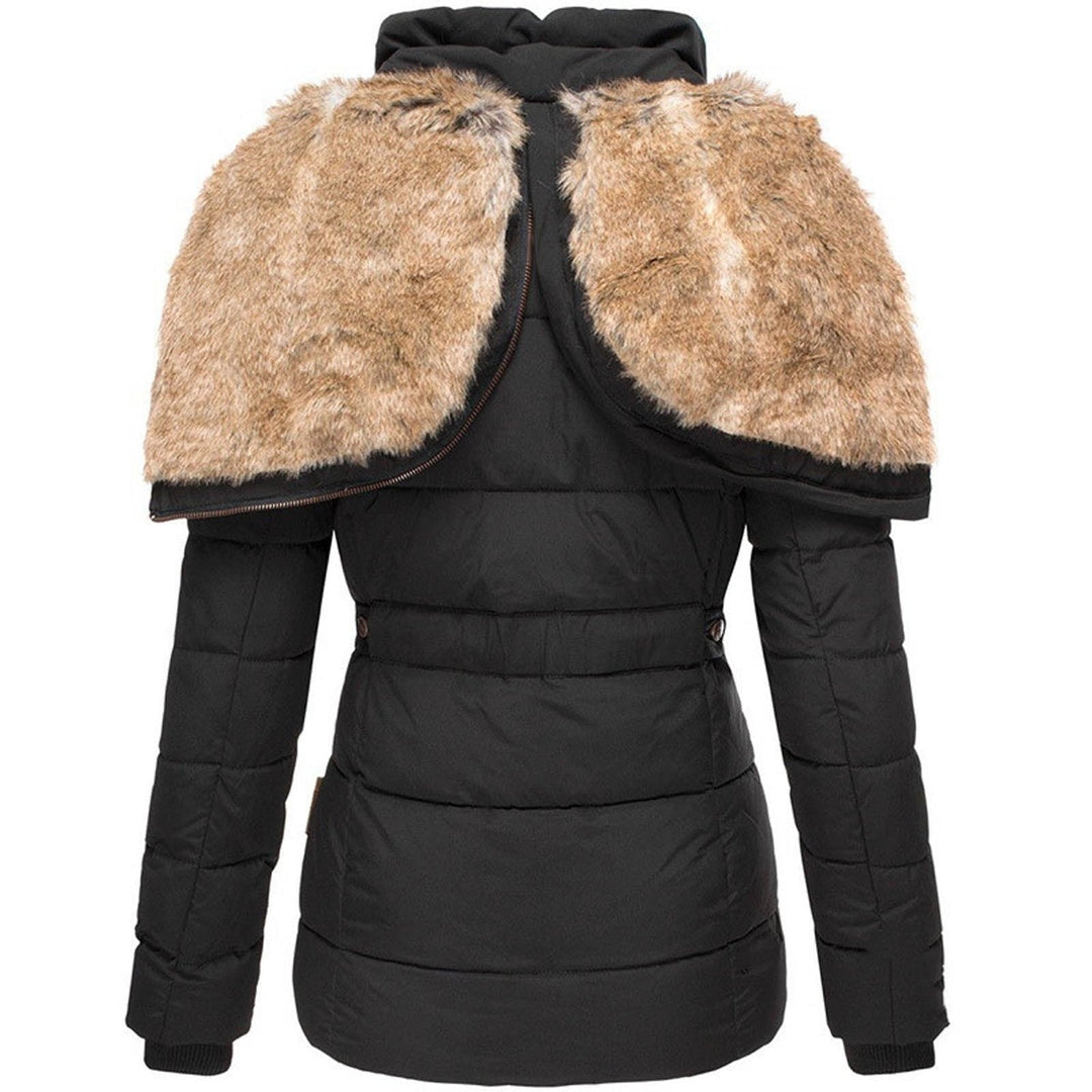 Dorte | Damespufferjas met capuchon en nepbont – Slim fit winterjas, warme gewatteerde bovenkleding