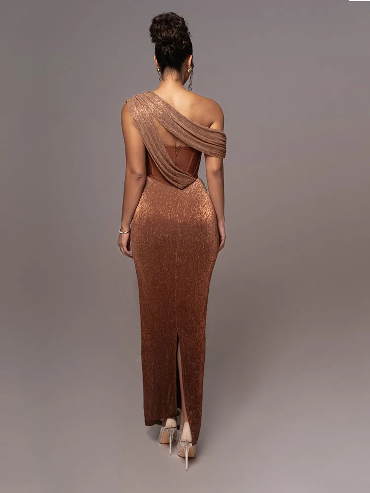 Taimi | Dames Korset Maxi Jurk - Elegante Gedrapeerde Gala Avondjurk