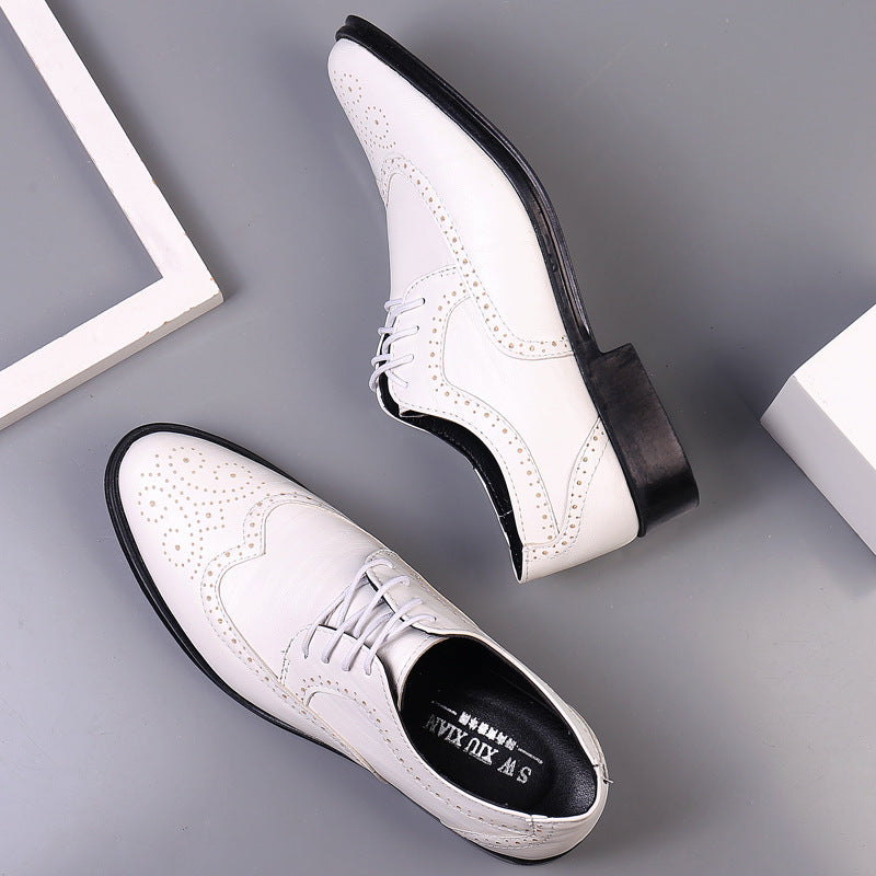 PrestigeStep | Heren Klassiek Oxford Brogue Dress Schoenen - Wingtip Veterschoenen Formeel Schoeisel