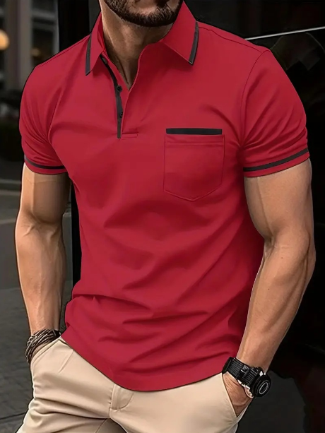 Sandor | Klassiek fit herenpoloshirt - korte mouwen, contrasterende kraag