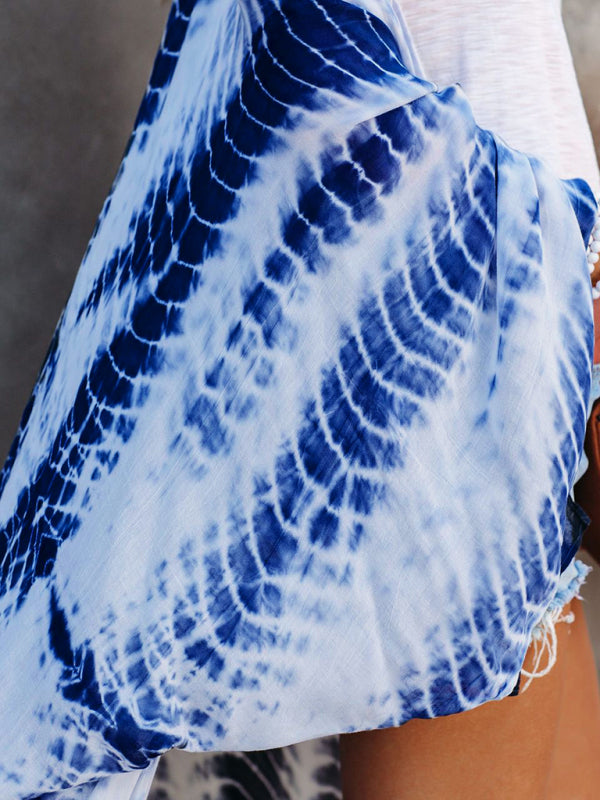 Aino | Boheemse lichtgewicht strandkimono - zomer gewaad, Tie-dye print