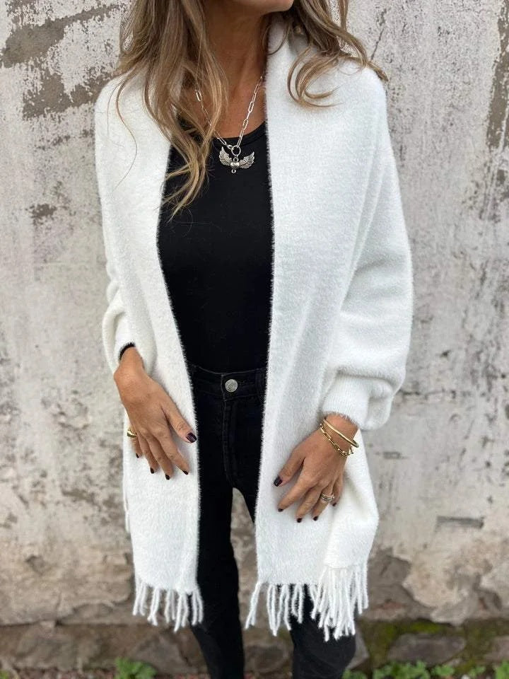 Halyssia | Casual fleece sjaaljas voor dames, zachte warme vestjas, open voorkant