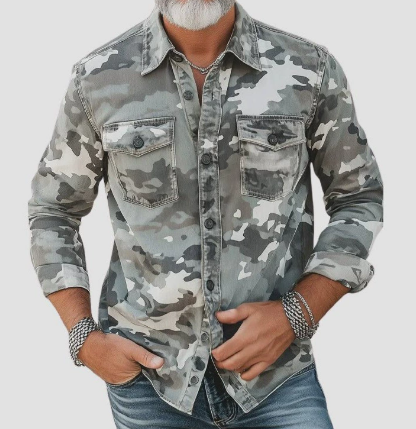 Eldrik | Camouflage herenjas - Knoopsluiting in militaire stijl, Lichtgewicht Casual Outdoorjas