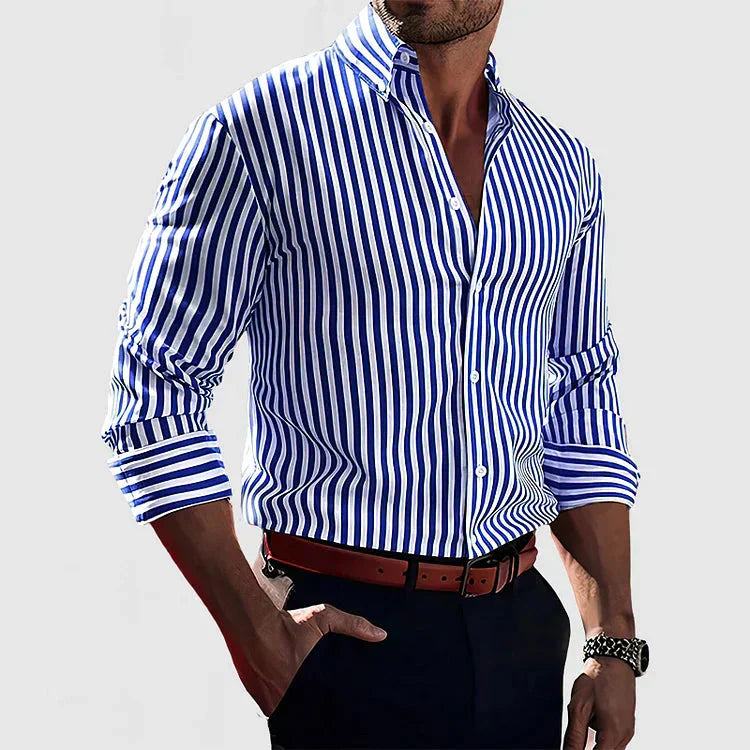 Belric | Gestreepte herenoverhemd met lange mouwen – Casual, elegante katoenen overhemd