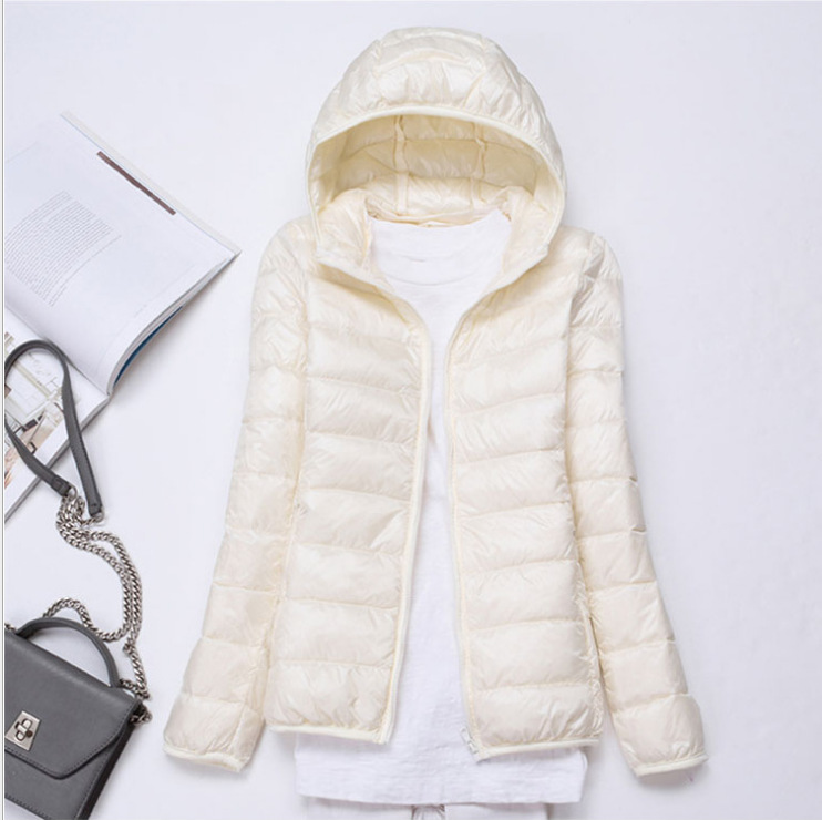 Fynthra | Lichtgewicht donsjack voor dames met capuchon, elegante pufferjas, warme winterjas