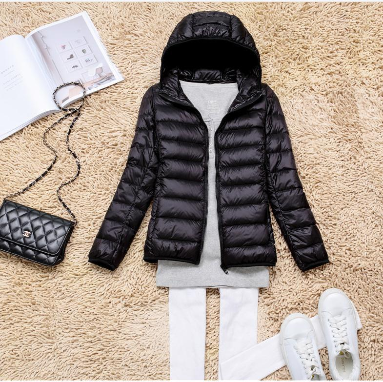 Fynthra | Lichtgewicht donsjack voor dames met capuchon, elegante pufferjas, warme winterjas