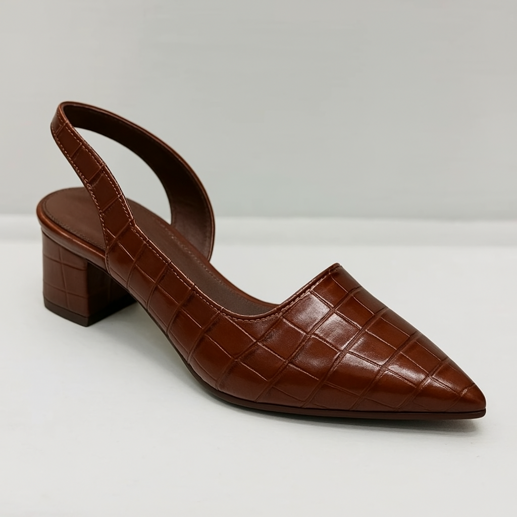CrocElle | Dames slingback pumps - blokhak, spitse teen
