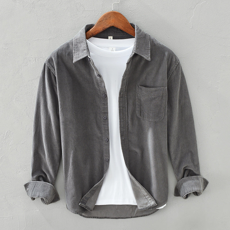 Aldros | Heren Corduroy Overhemd met Knoopsluiting Lange Mouwen - Retro Casual Fit, Herfst/Winter Overhemd