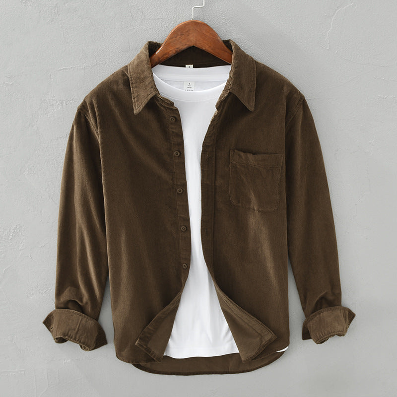 Aldros | Heren Corduroy Overhemd met Knoopsluiting Lange Mouwen - Retro Casual Fit, Herfst/Winter Overhemd