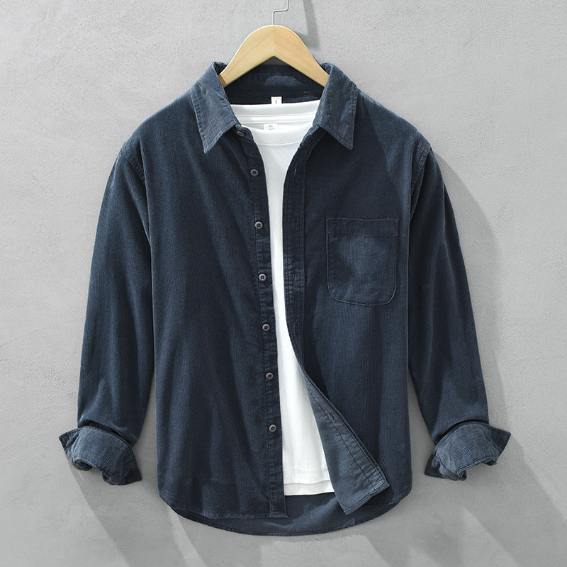Aldros | Heren Corduroy Overhemd met Knoopsluiting Lange Mouwen - Retro Casual Fit, Herfst/Winter Overhemd