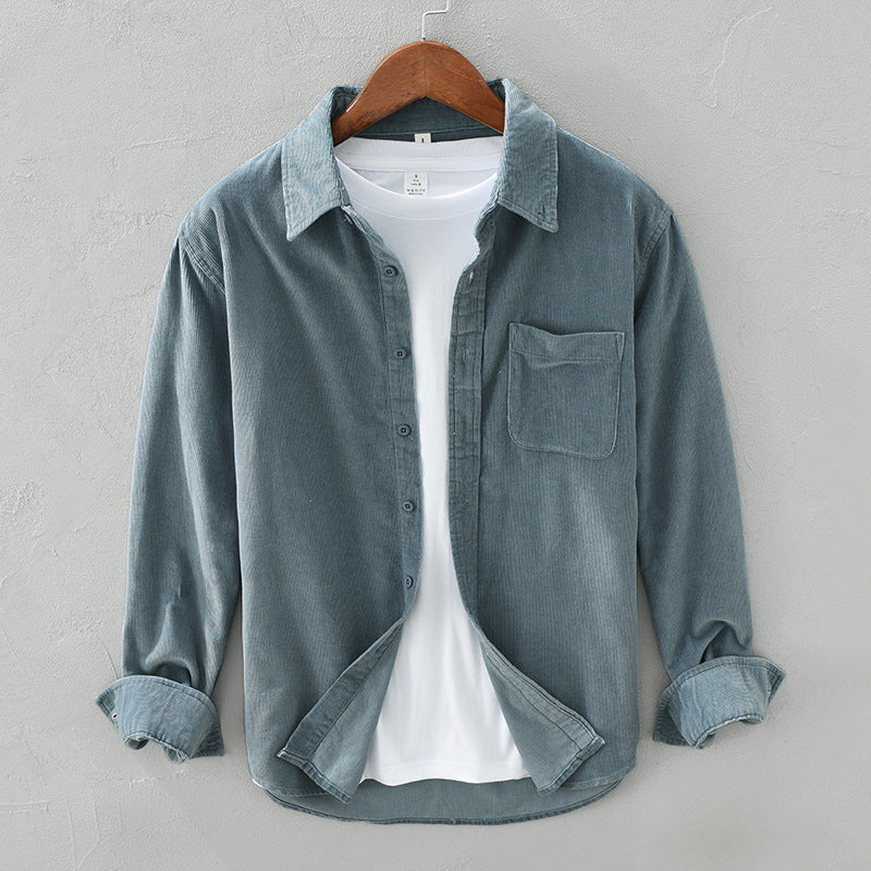 Aldros | Heren Corduroy Overhemd met Knoopsluiting Lange Mouwen - Retro Casual Fit, Herfst/Winter Overhemd