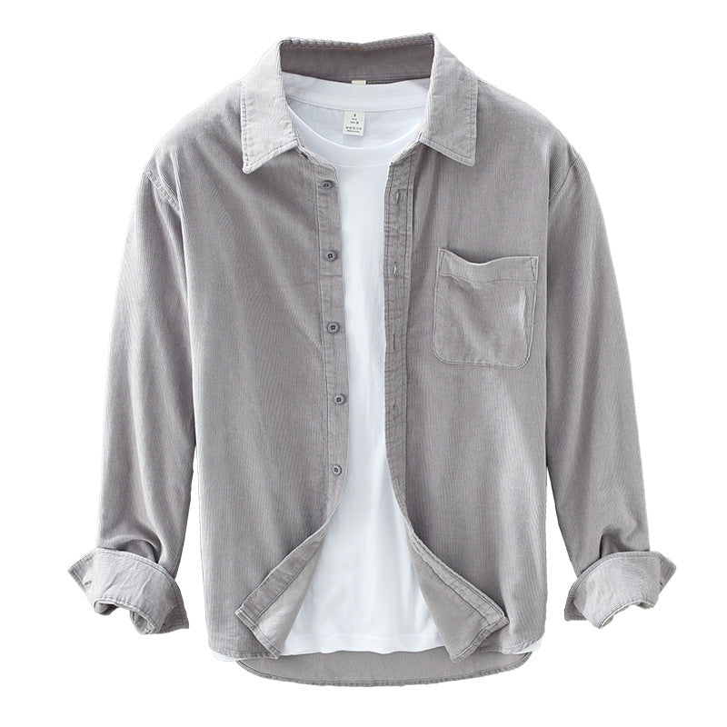 Aldros | Heren Corduroy Overhemd met Knoopsluiting Lange Mouwen - Retro Casual Fit, Herfst/Winter Overhemd