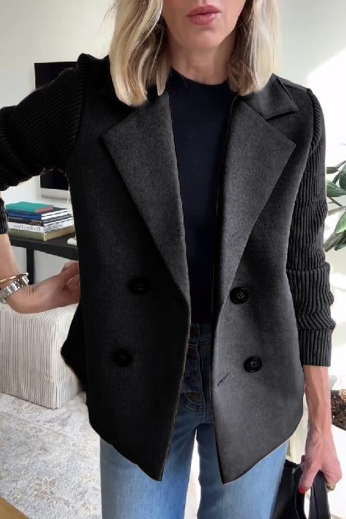 Regana | Elegante damesblazer met gebreide mouwen – Stijlvol jasje voor op kantoor en casual gelegenheden