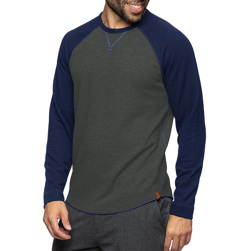Emidio | Casual T-shirt met lange mouwen voor heren - Color Block, Zacht katoen, Slim Fit