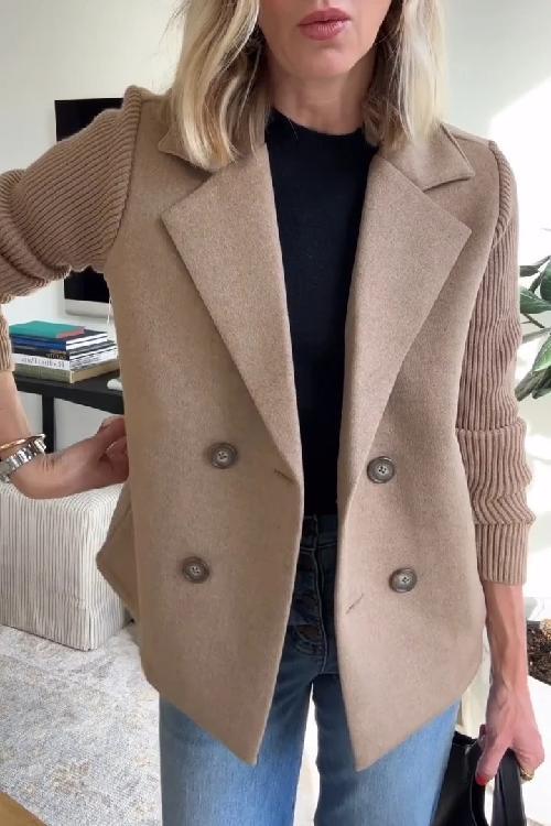 Regana | Elegante damesblazer met gebreide mouwen – Stijlvol jasje voor op kantoor en casual gelegenheden