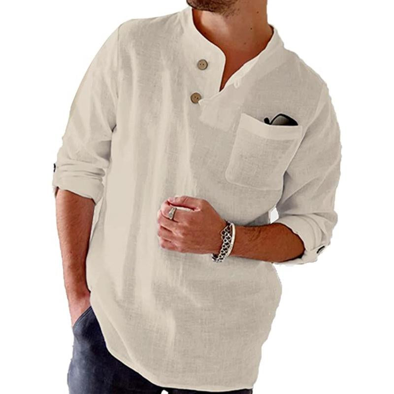 Rinaldo | Herenhemd met oprolbare mouwen van katoenlinnen - Casual, ademend, comfortabel