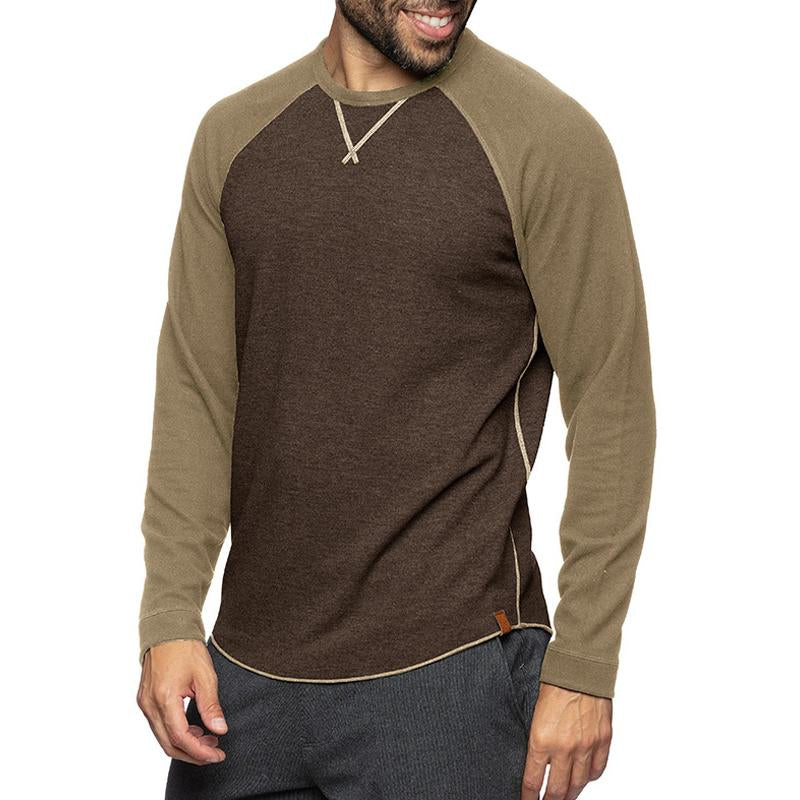 Emidio | Casual T-shirt met lange mouwen voor heren - Color Block, Zacht katoen, Slim Fit