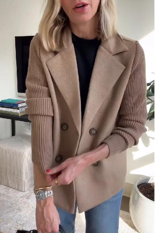 Regana | Elegante damesblazer met gebreide mouwen – Stijlvol jasje voor op kantoor en casual gelegenheden
