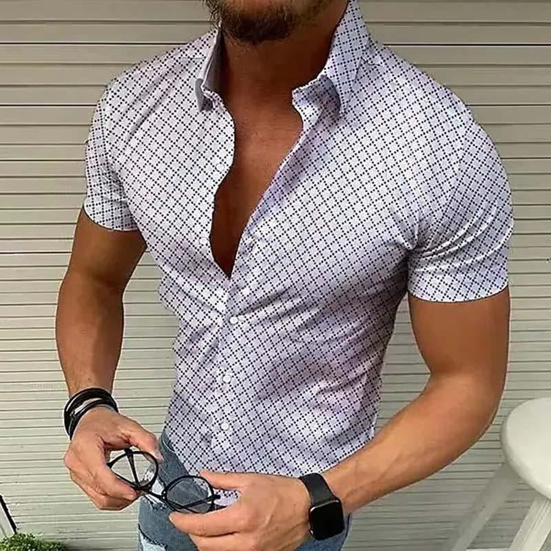 Davoren | Gedrukt herenoverhemd met korte mouwen - Casual button-up zomeroverhemd