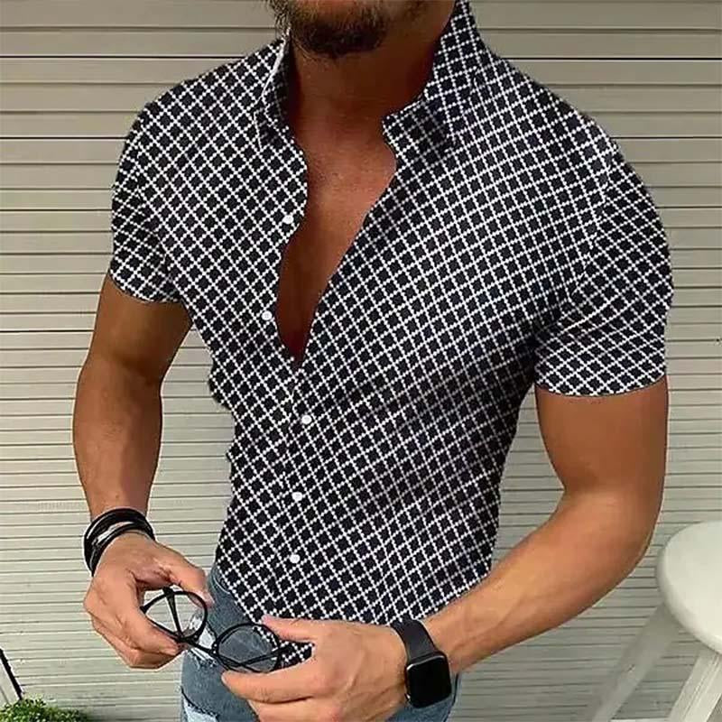 Davoren | Gedrukt herenoverhemd met korte mouwen - Casual button-up zomeroverhemd