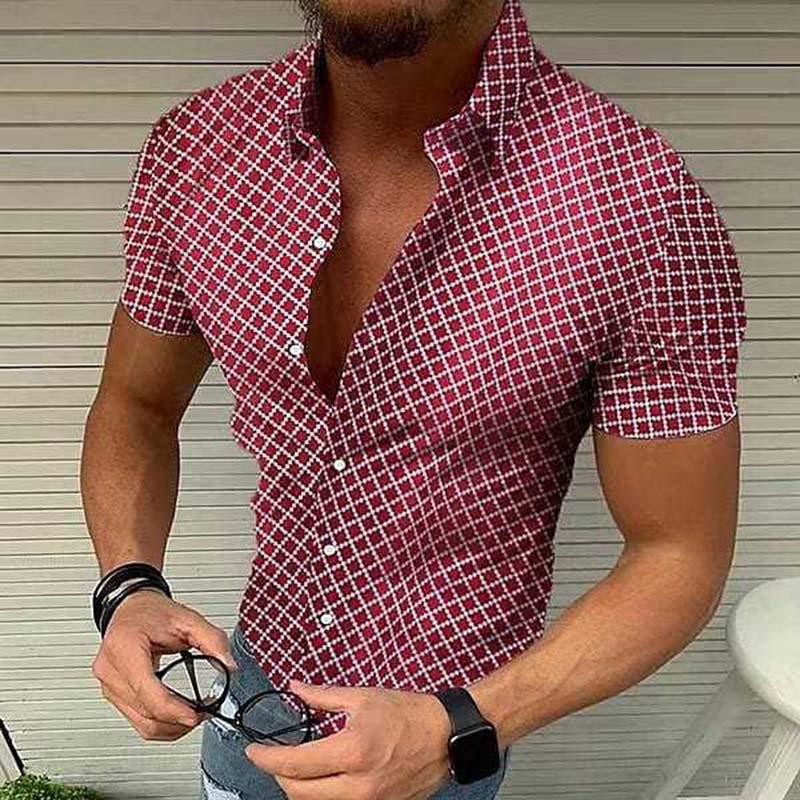 Davoren | Gedrukt herenoverhemd met korte mouwen - Casual button-up zomeroverhemd